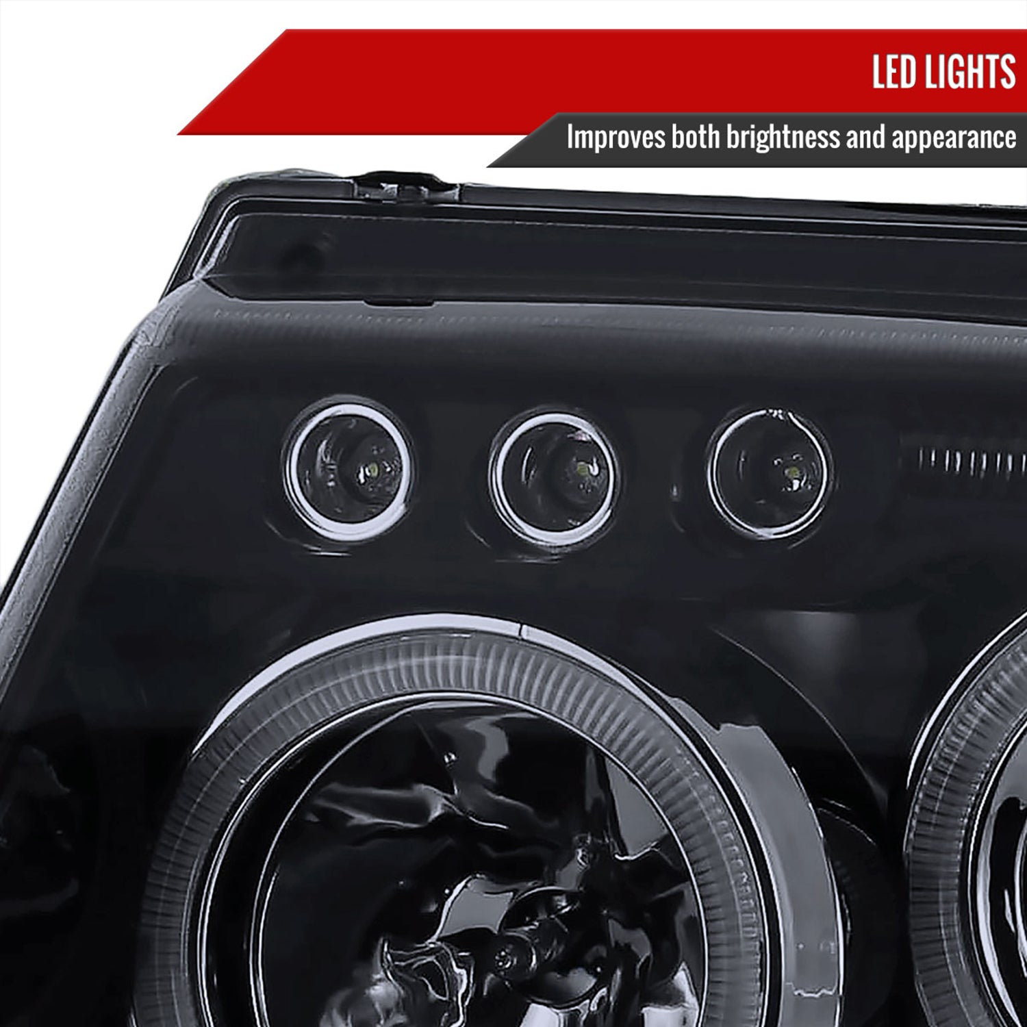 1999-2004 Jeep Grand Cherokee Dual Halo Projector Headlights Black/Smoke