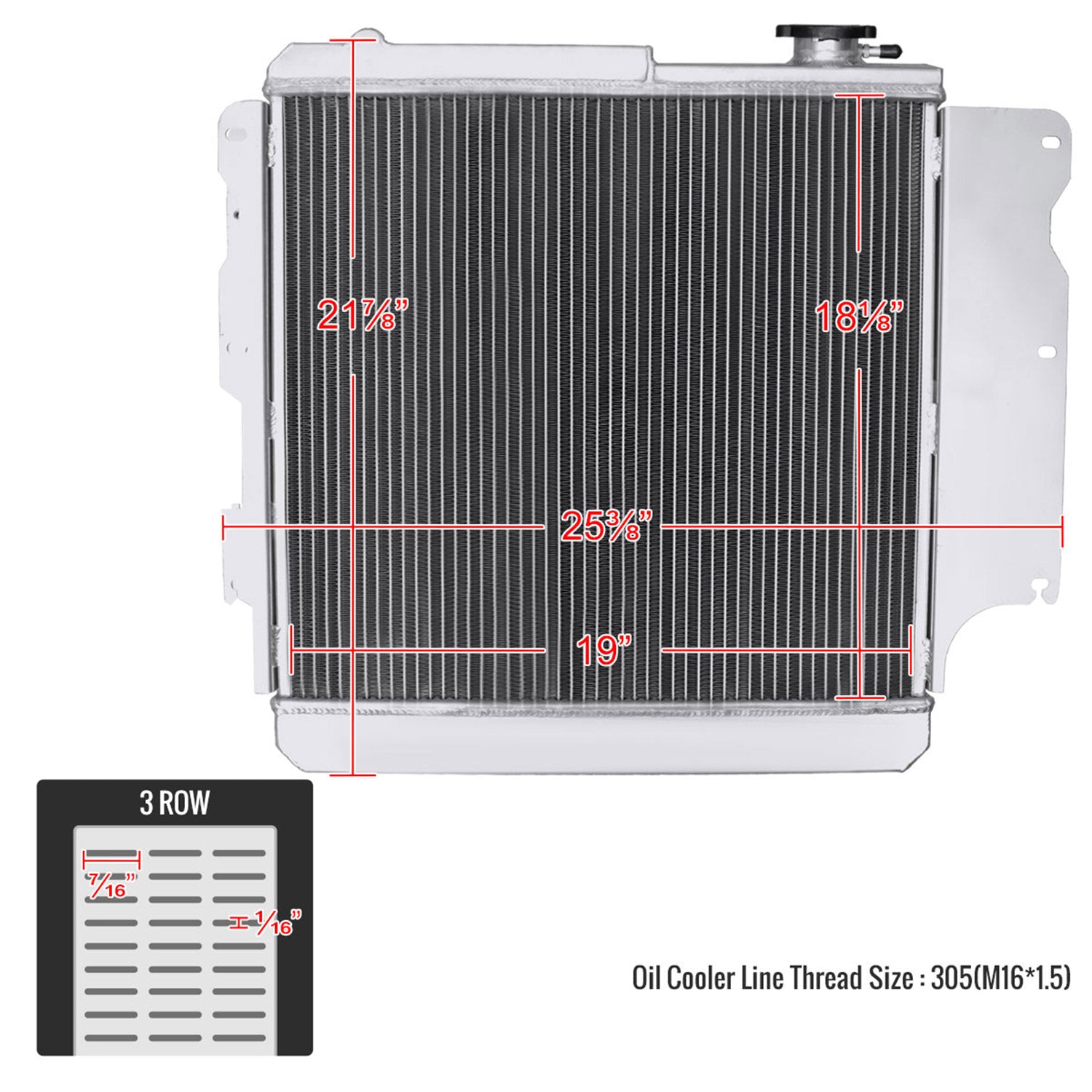 1987-2006 Jeep Wrangler TJ YJ 2.4L/4.2L Alu 3-Row Performance Radiator