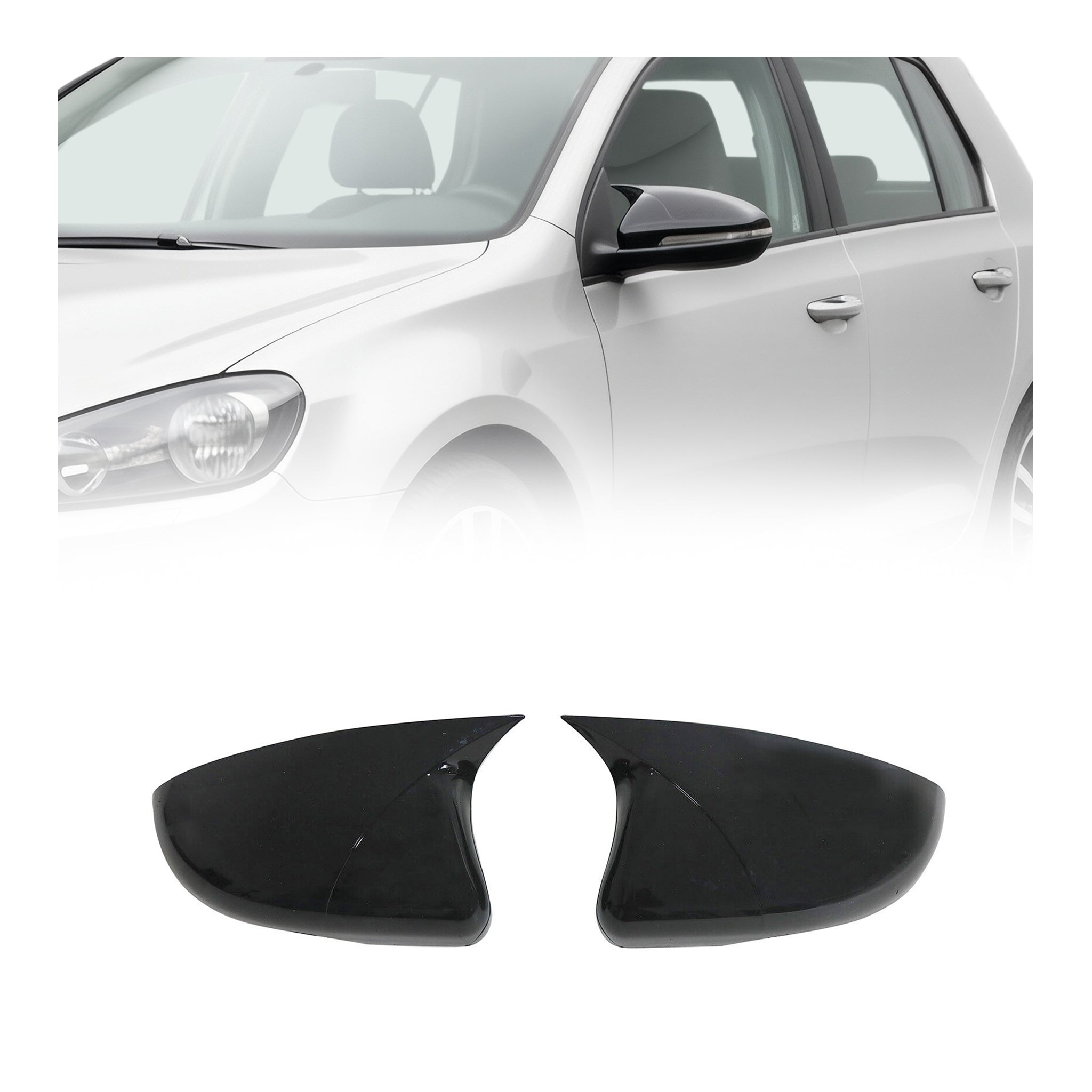 2010-2014 VW Golf Mk6 Side Mirror Cover Caps Piano Black 2 Pcs