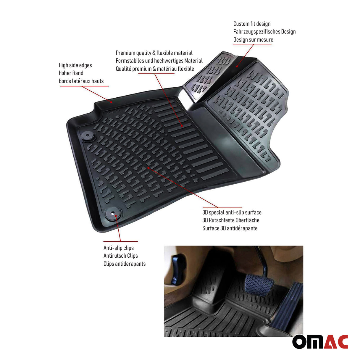 OMAC Floor Mats & Cargo Liners for Hyundai Kona 2018-2023