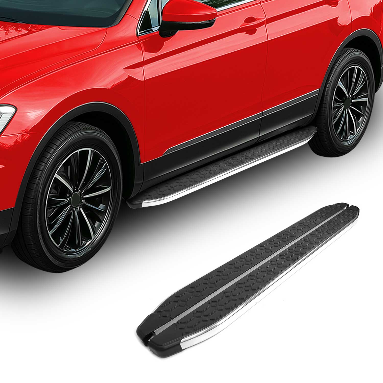 Side Step Running Board for Volkswagen Tiguan 2018-2024 Steel Gray Black 2x