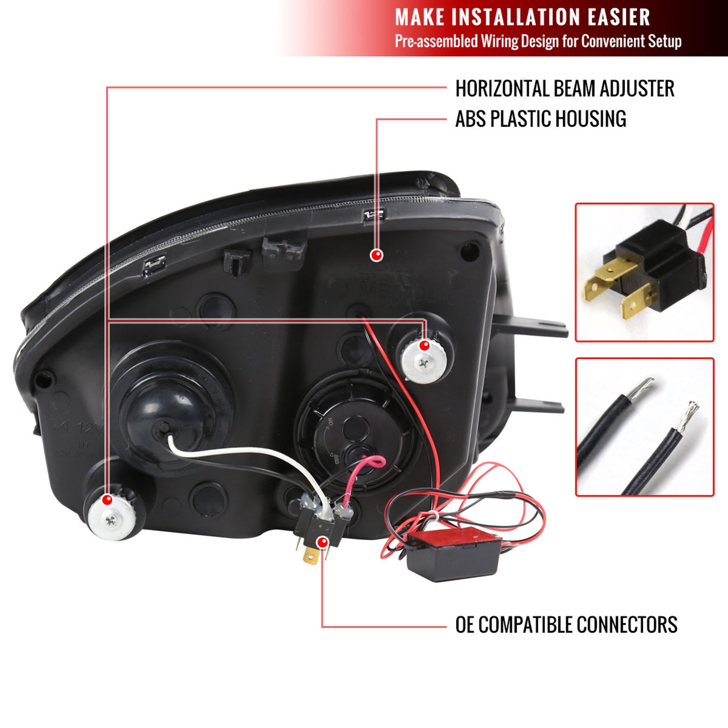 2000-2005 Mitsubishi Eclipse Dual Halo Projector Headlights Black/Smoke Lens