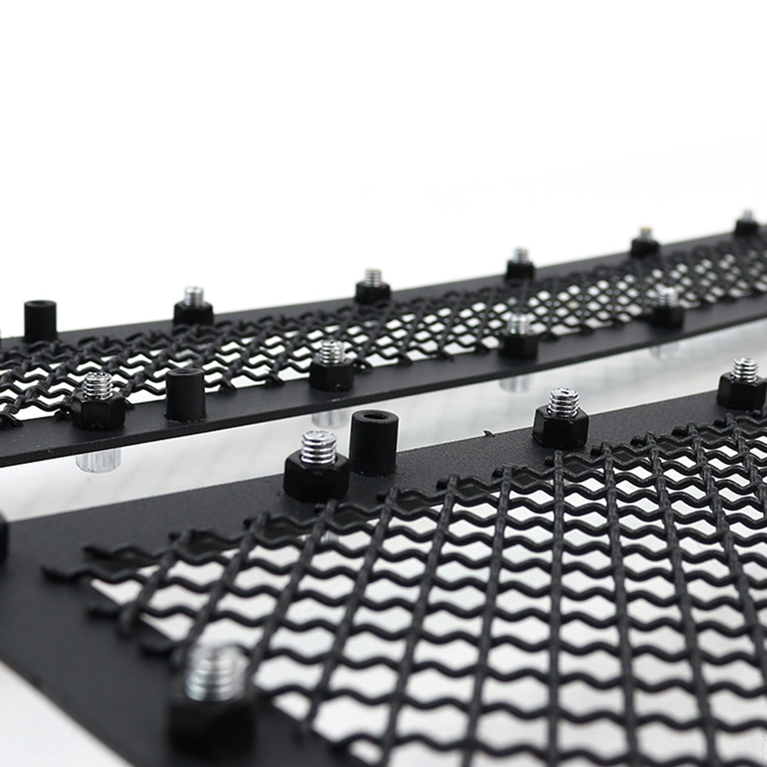 2014-2015 Chevy Silerado 1500 Rivet Style Black S.Steel 2PC Mesh Grille Insert