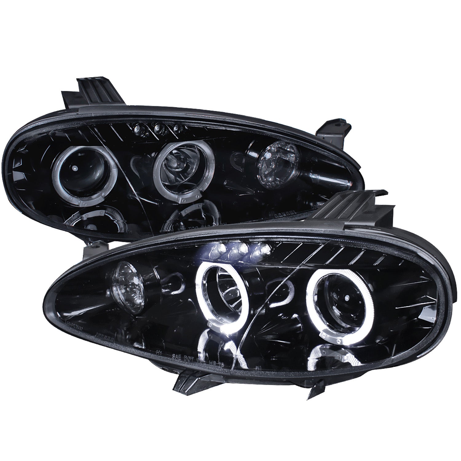 2001-2005 Mazda Miata MX-5 Dual Halo Projector Headlights Glossy Black/Smoke