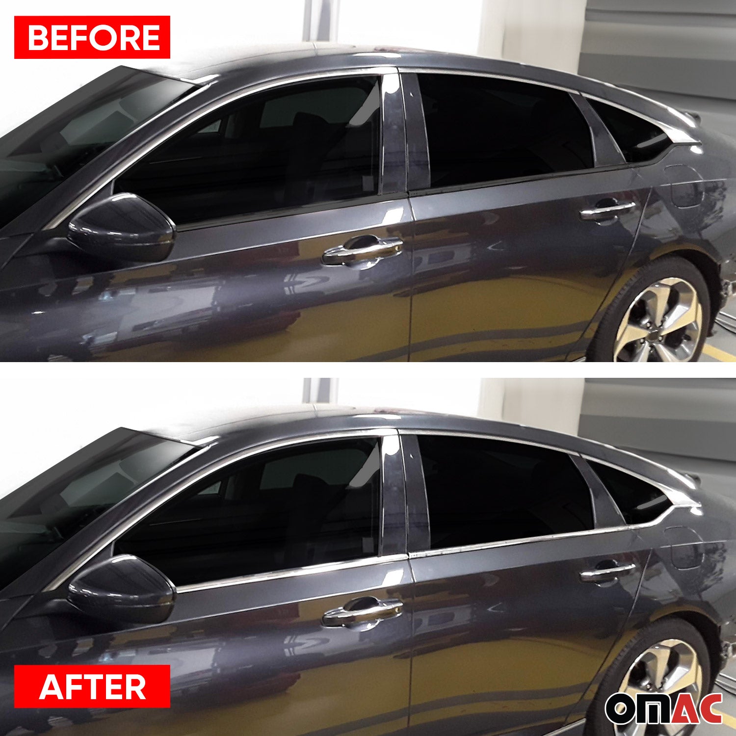 2018-2022 Honda Accord Window Molding Trim Streamer Silver 6Pcs Stainless Steel