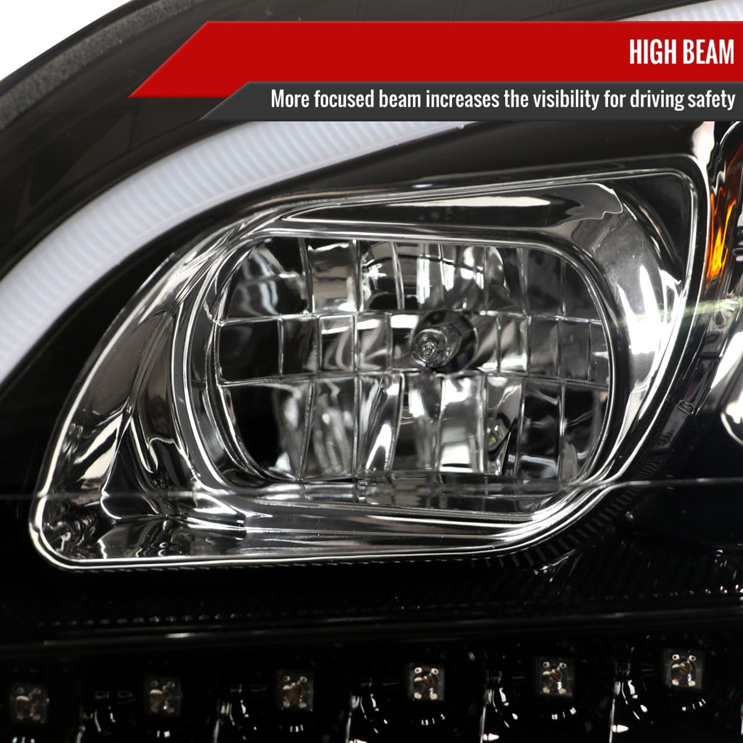 2006-2008 Mercedes W164 ML Class LED Bar Headlights Signal Lights Jet Black