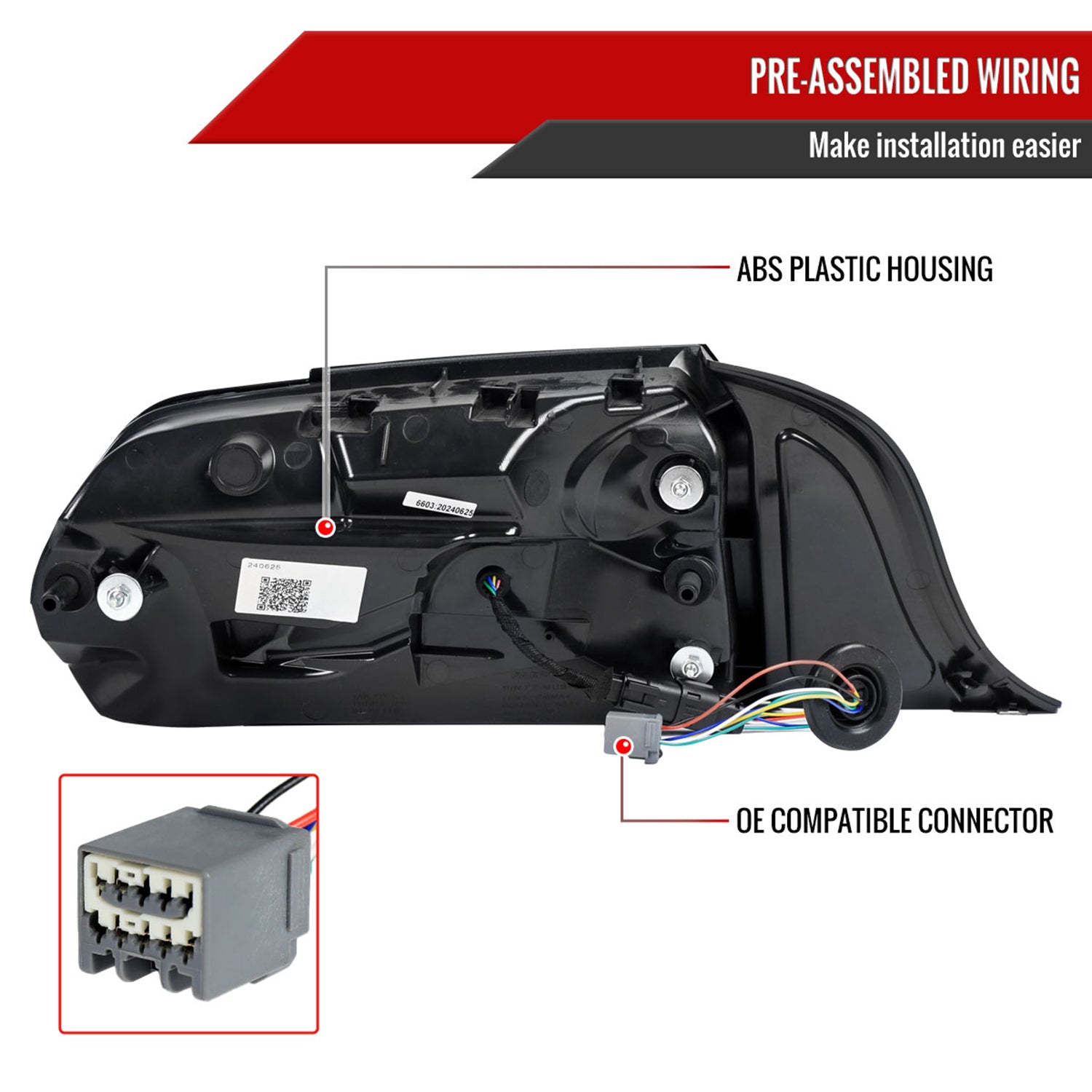 2015-2023 Ford Mustang Sequential Signal LED Tail Lights Jet Black/Clean Lens