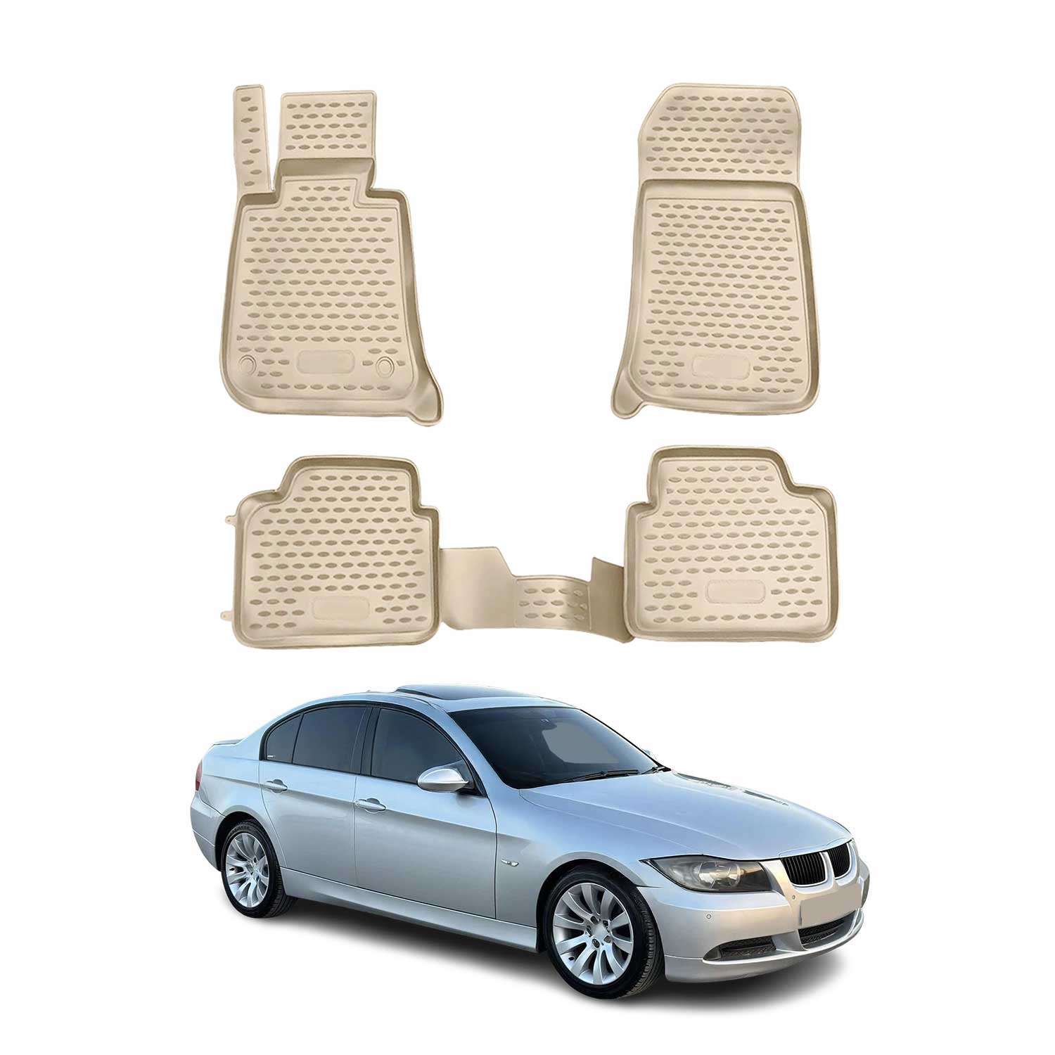 2006-2011 BMW 3 Series E90 E91 E92 Floor Mats Liners Full Set All Weather Beige