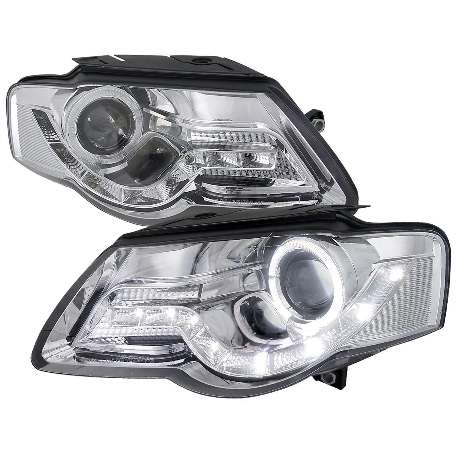 2006-2010 VW Passat Halo Projector Headlights R8 LED Light Strip Chrome