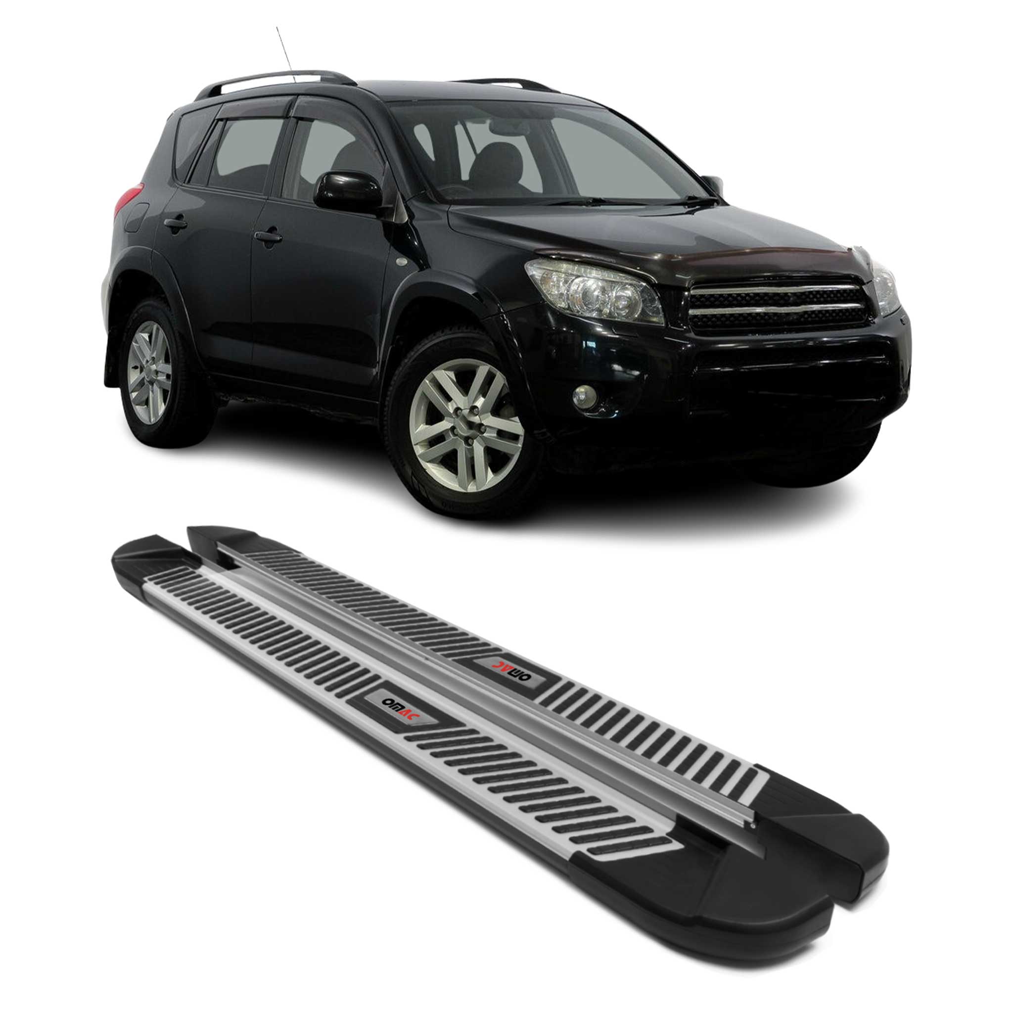 2006-2012 Toyota RAV4 Running Boards Side Steps Silver & Black