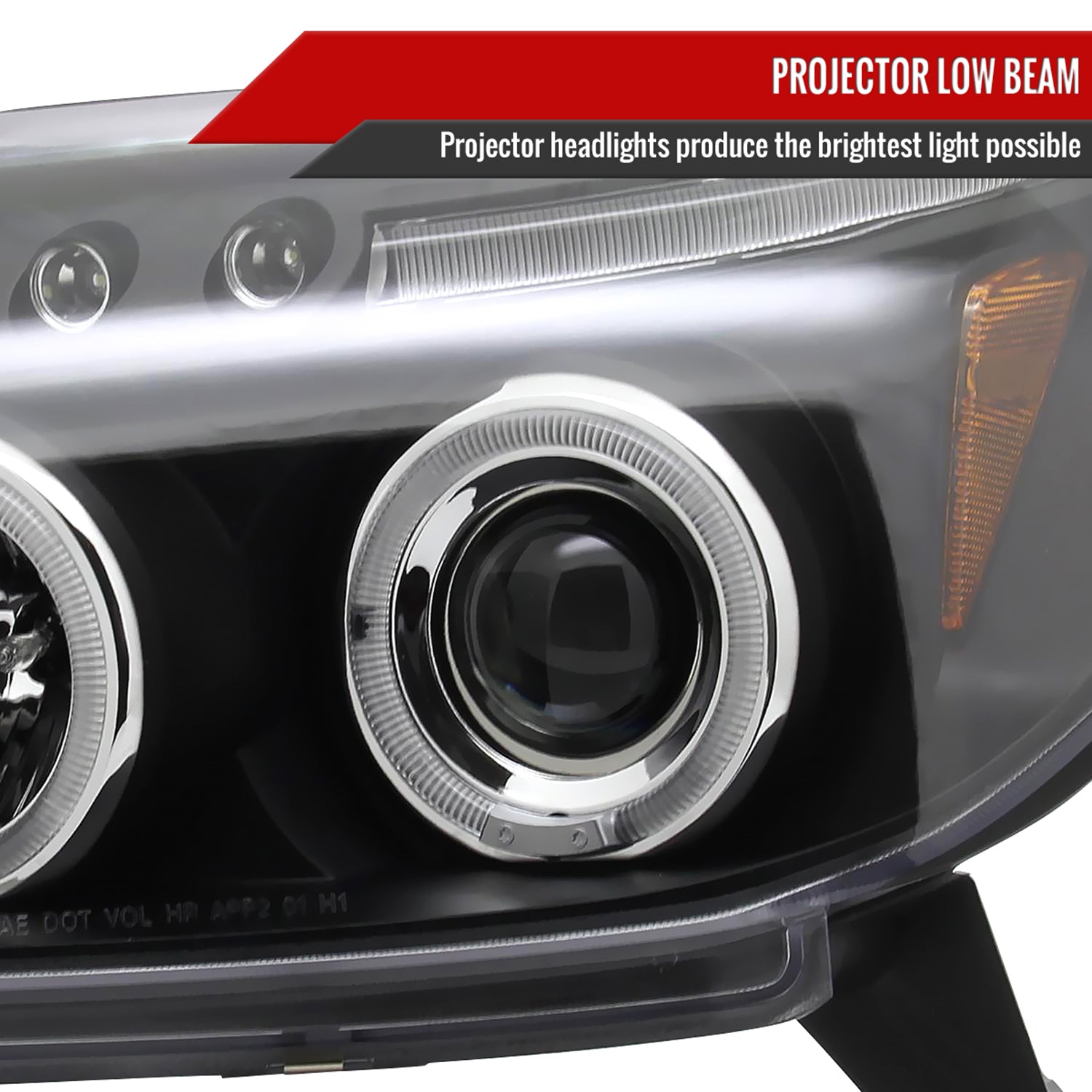 2003-2005 Toyota 4Runner Dual Halo Projector Headlights Matte Black/Clear Lens