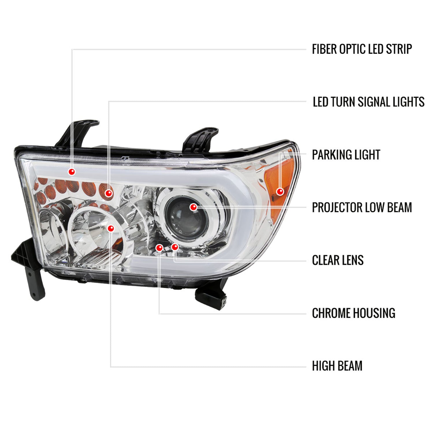 2007-2013 Toyota Tundra/ 08-2017 Sequoia Retro LED Headlights LED Signal Chrome