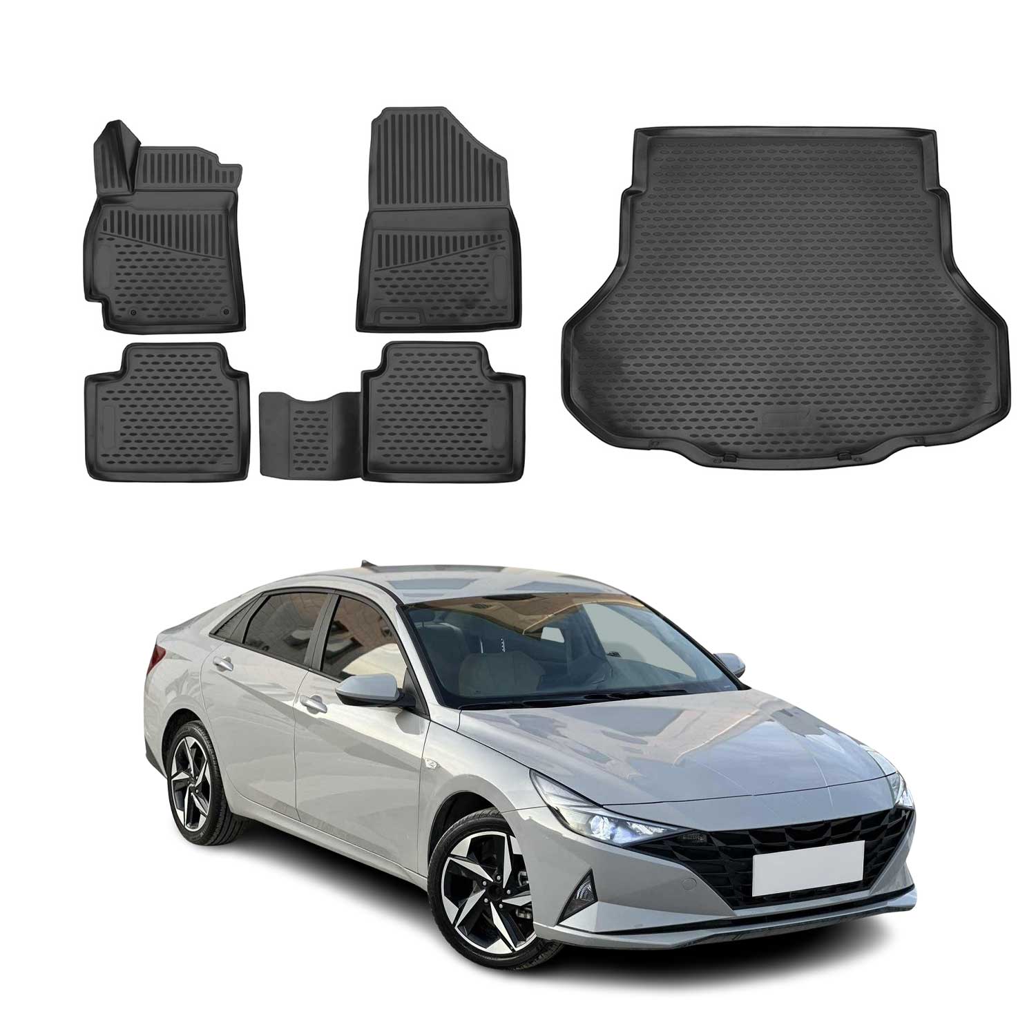 2021-2025 Hyundai Elantra Floor Mats & Cargo Liner Full Set All Weather Black