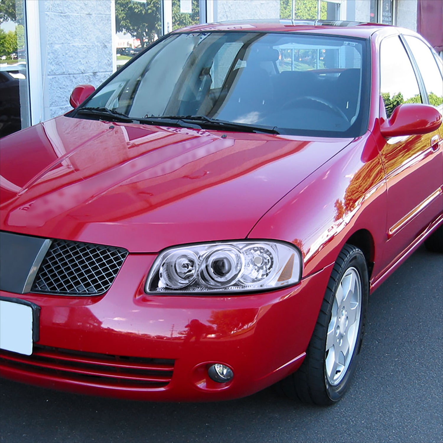 2004-2006 Nissan Sentra Dual Halo Projector Headlights Chrome/Clear Lens