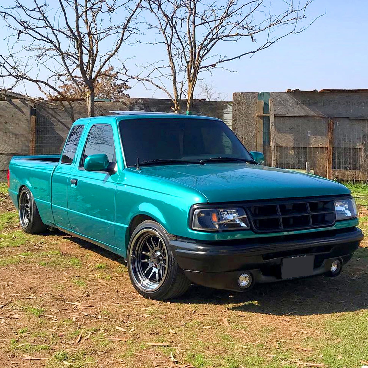 1993-1997 Ford Ranger Factory V2 Headlights w/Corner Lights Matt Black/Clear