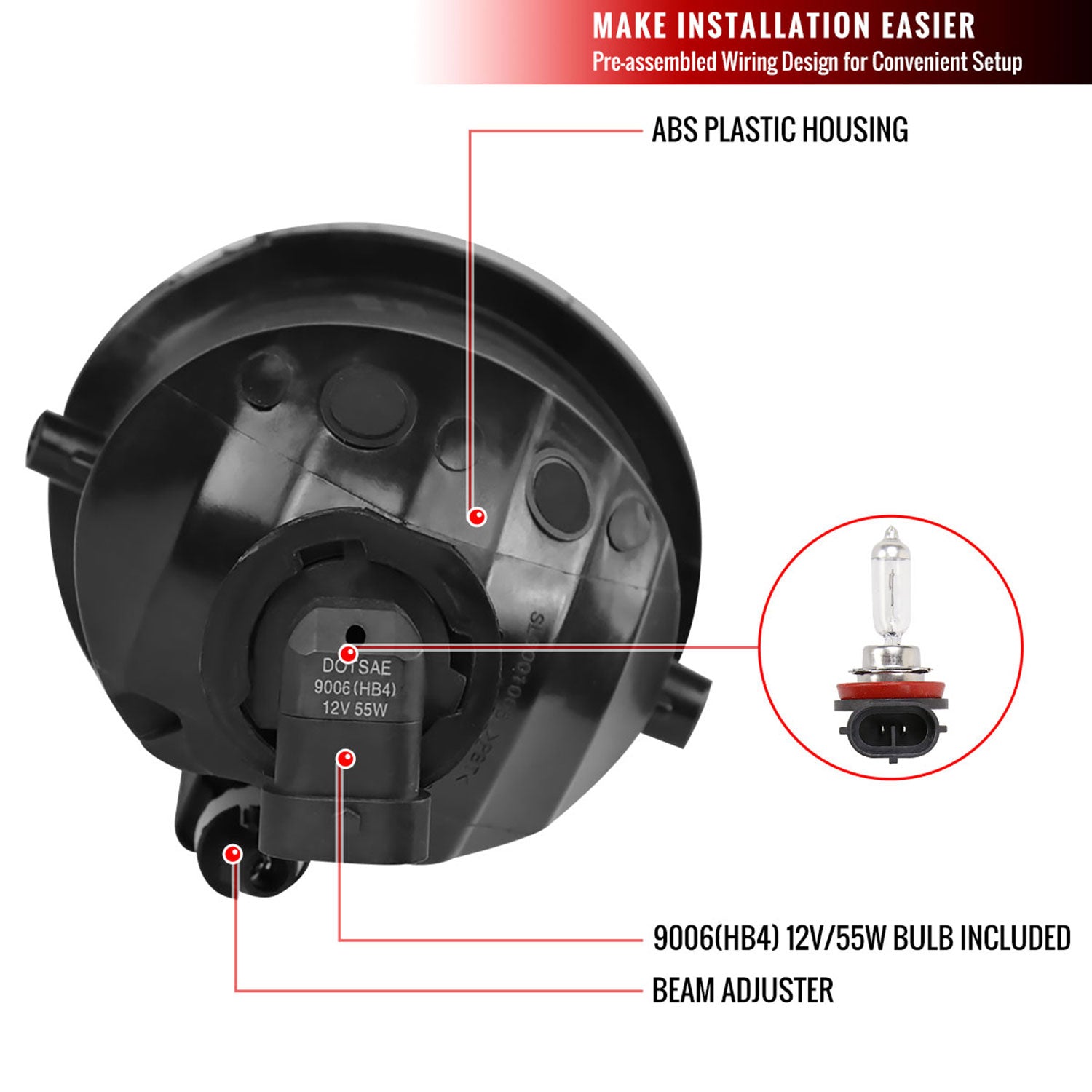 2000-2007 Toyota Tundra/Sequoia 12V/51W 9006 Fog Lights Kit Chrome/Clear Lens