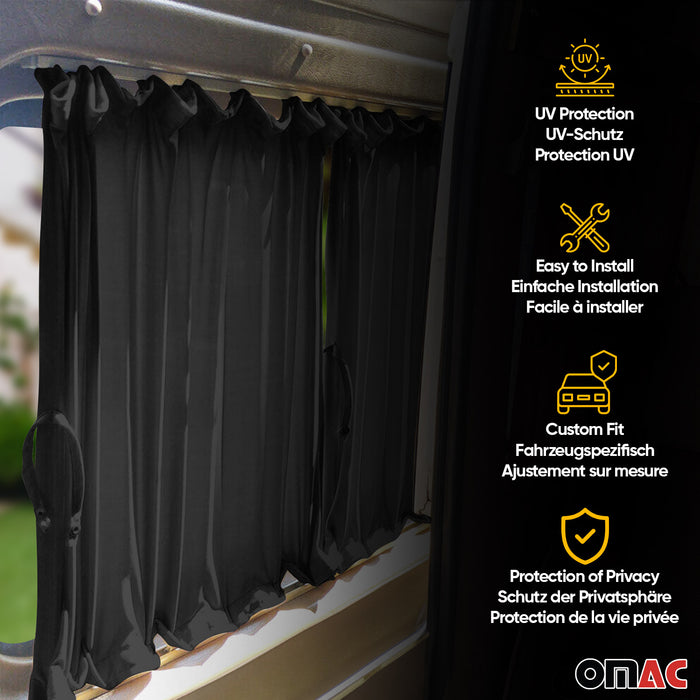 Side Window Curtain Sunshade for Mercedes Metris 2016-2024 Black 10x