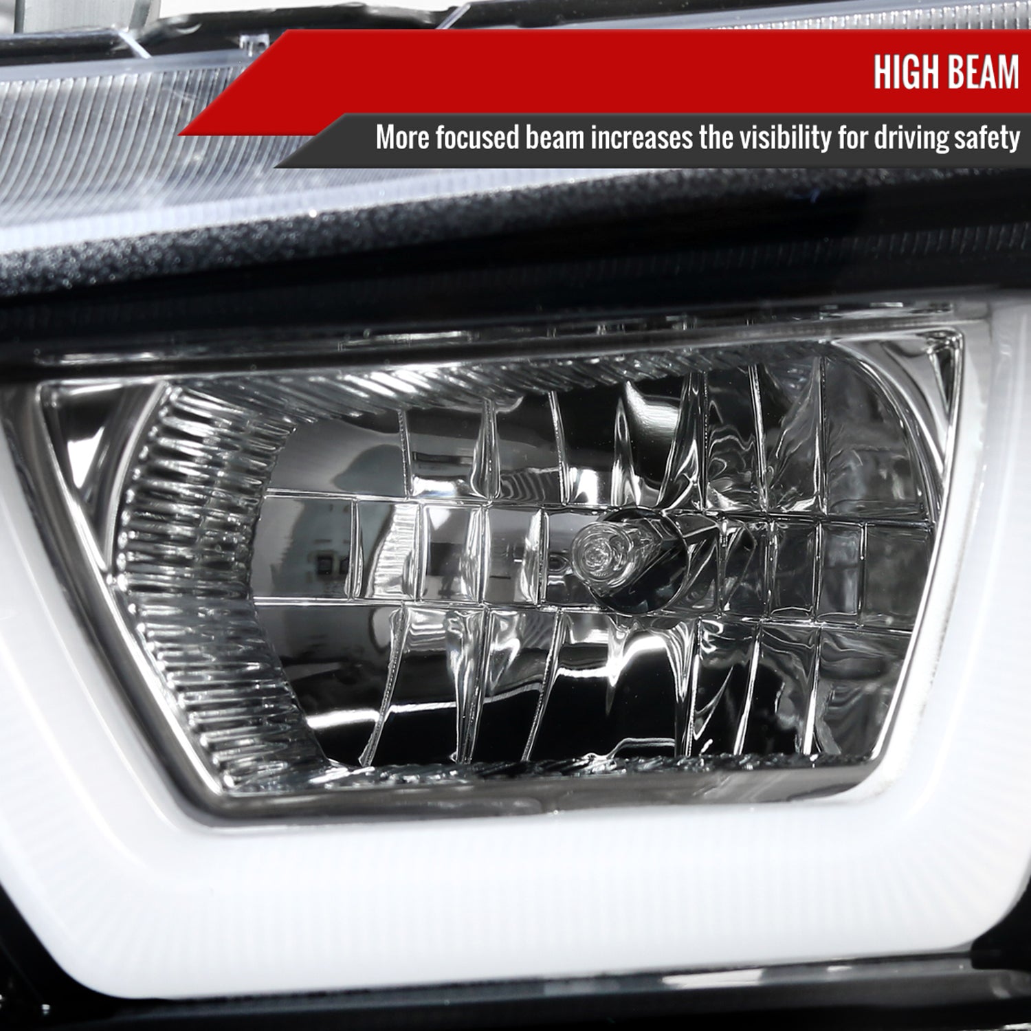 2011-2014 Dodge Charger Dual LED U-Bar Projector Headlights Jet Black/Clear