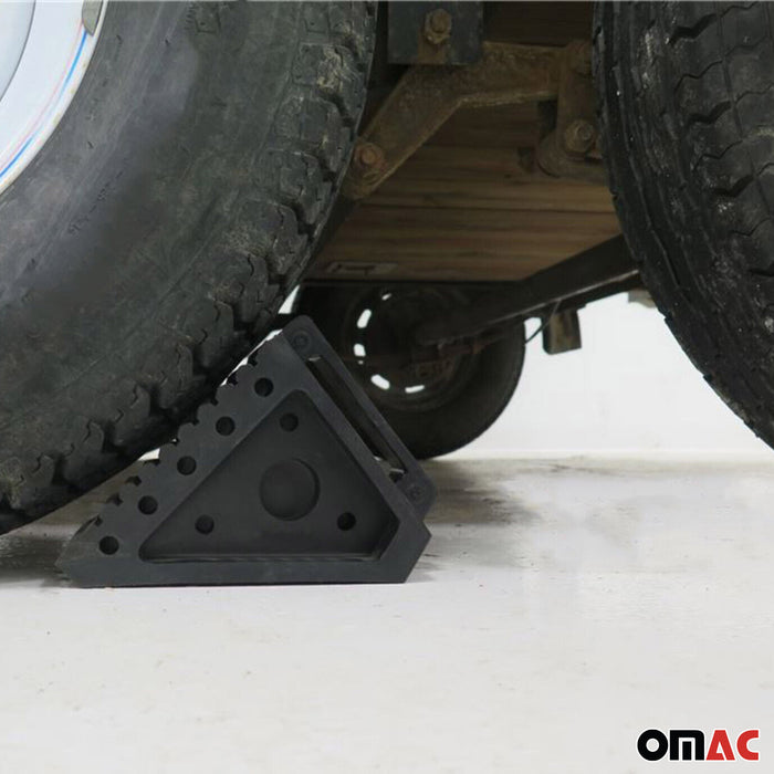 Wheel Tire Chock Blocks Heavy Duty Solid Ribbed Rubber for Car Truck & Trailer