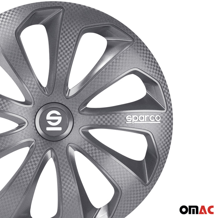 14" Sparco Sicilia Wheel Covers Hubcaps Gray Carbon 4 Pcs