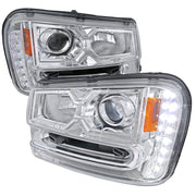 2002-2009 Chevy Trailblazer Projector Headlights LED Light Strip Chrome/Clear