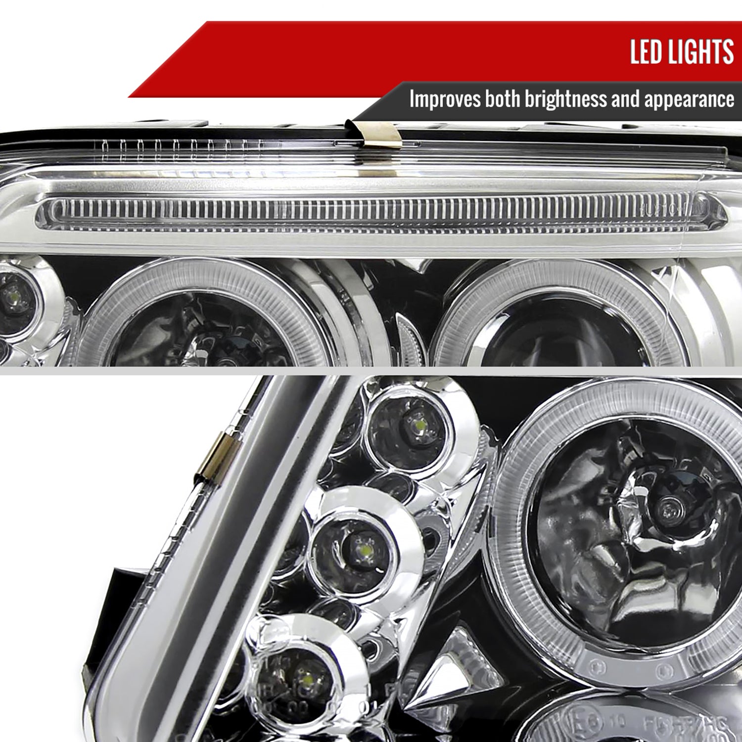 2001-2005 VW Passat Dual Halo Projector Headlights Chrome/Clear Lens