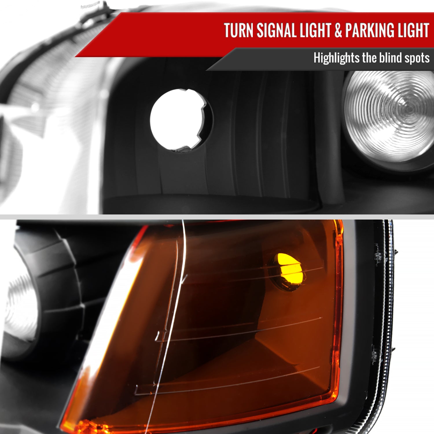 2006-2008 Honda Pilot Projector Style Headlights Matte Black/Clear Lens