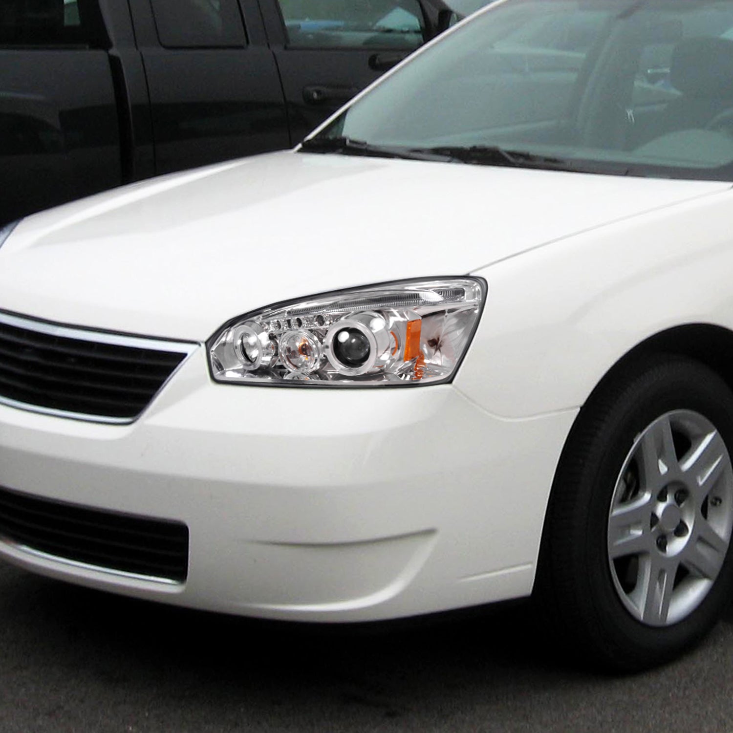 2004-2007 Chevy Malibu Dual Halo Projector Headlights Chrome/Clear Lens