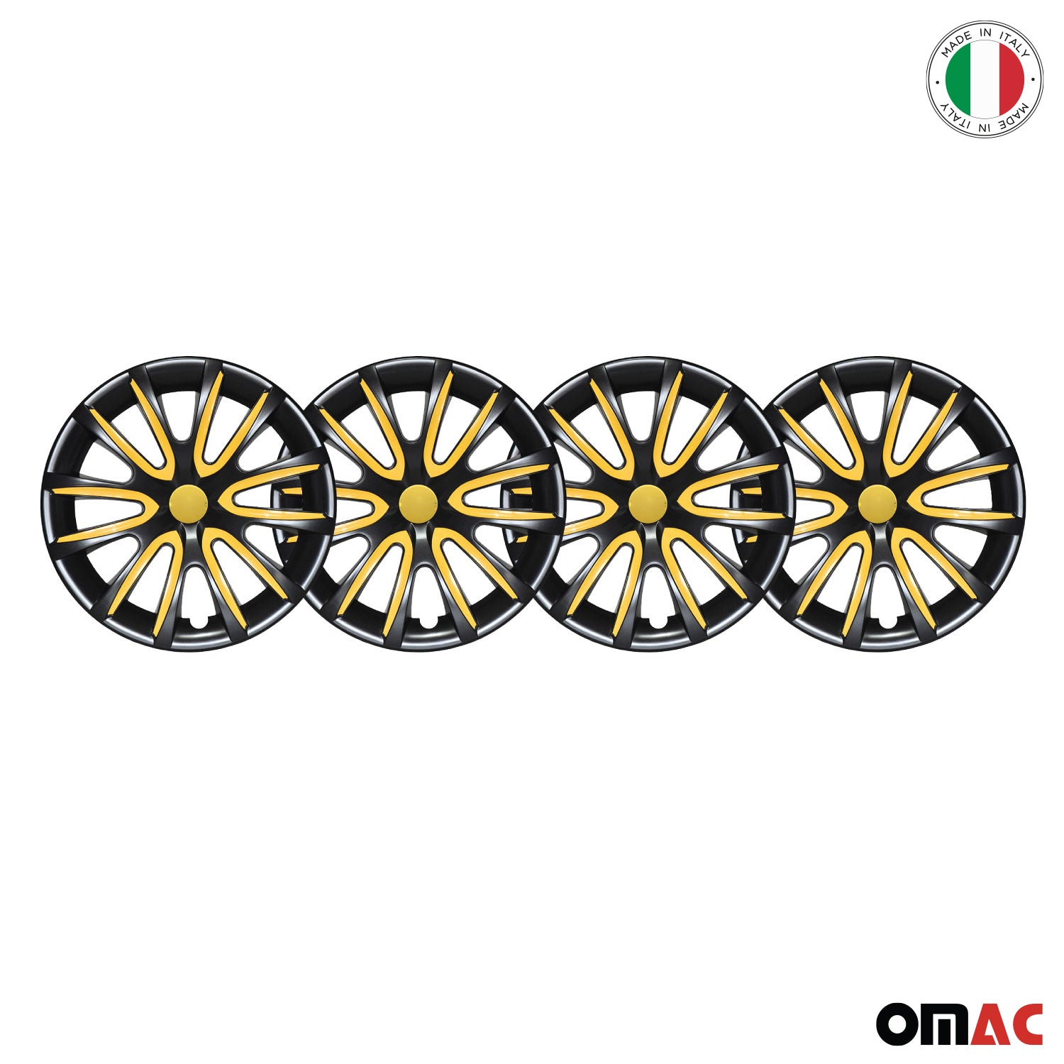 Bicolo Hub Caps Wheel Cover 14" Black & Yellow Full Set 4 pcs.
