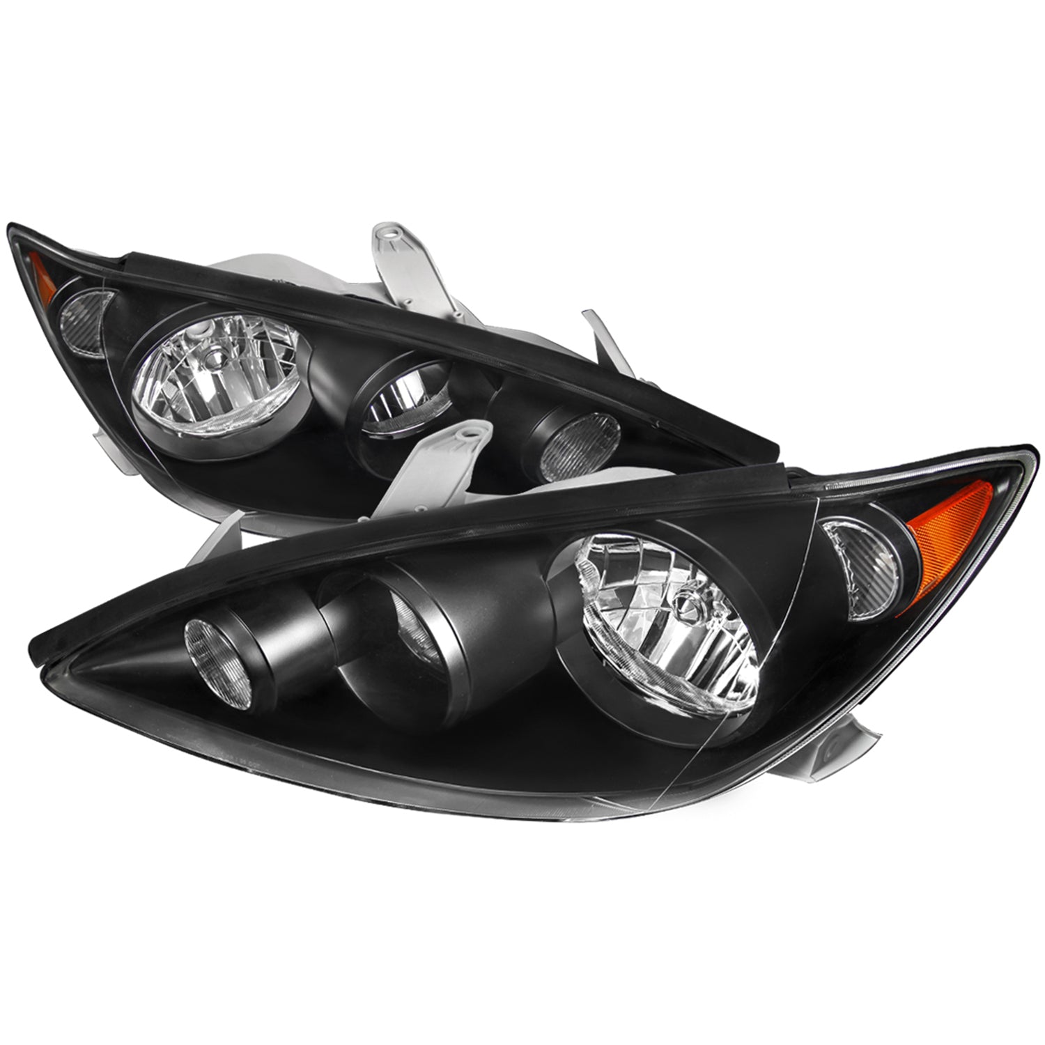 2005-2006 Toyota Camry Factory Crystal Headlights Amber Reflector Matt Black