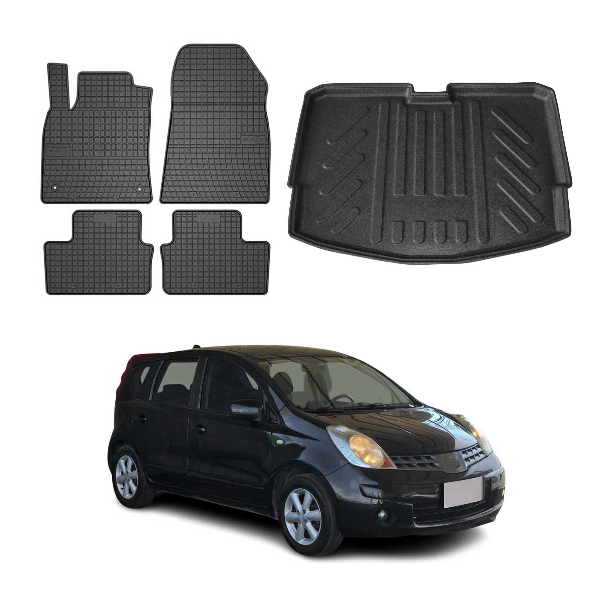 2014-2019 Nissan Versa Note Floor Mats & Cargo Liner Full Set All Weather Black