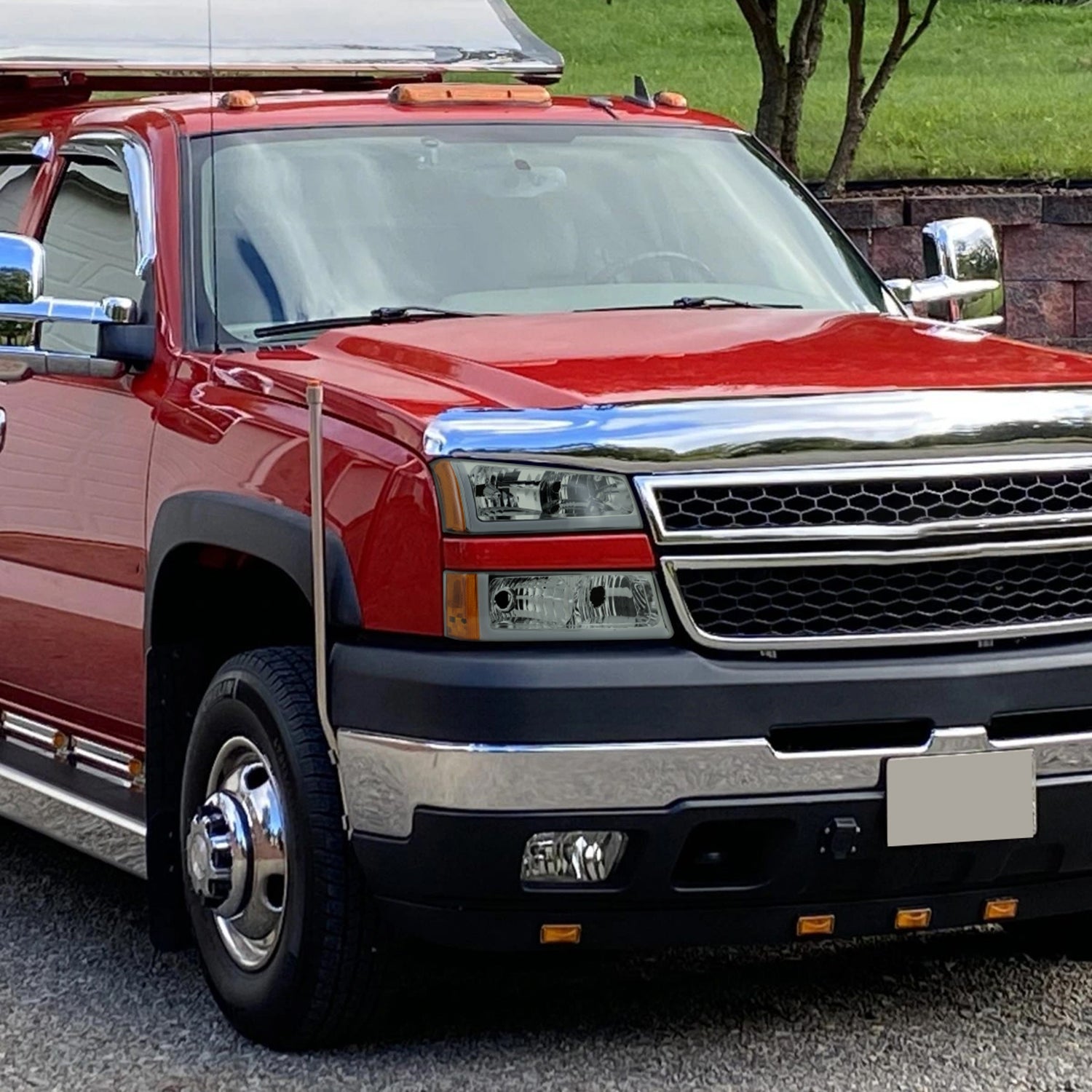 2003-2007 Chevy Silverado /02-2006 Avalanche LED Bar Headlights Chrome Smoke