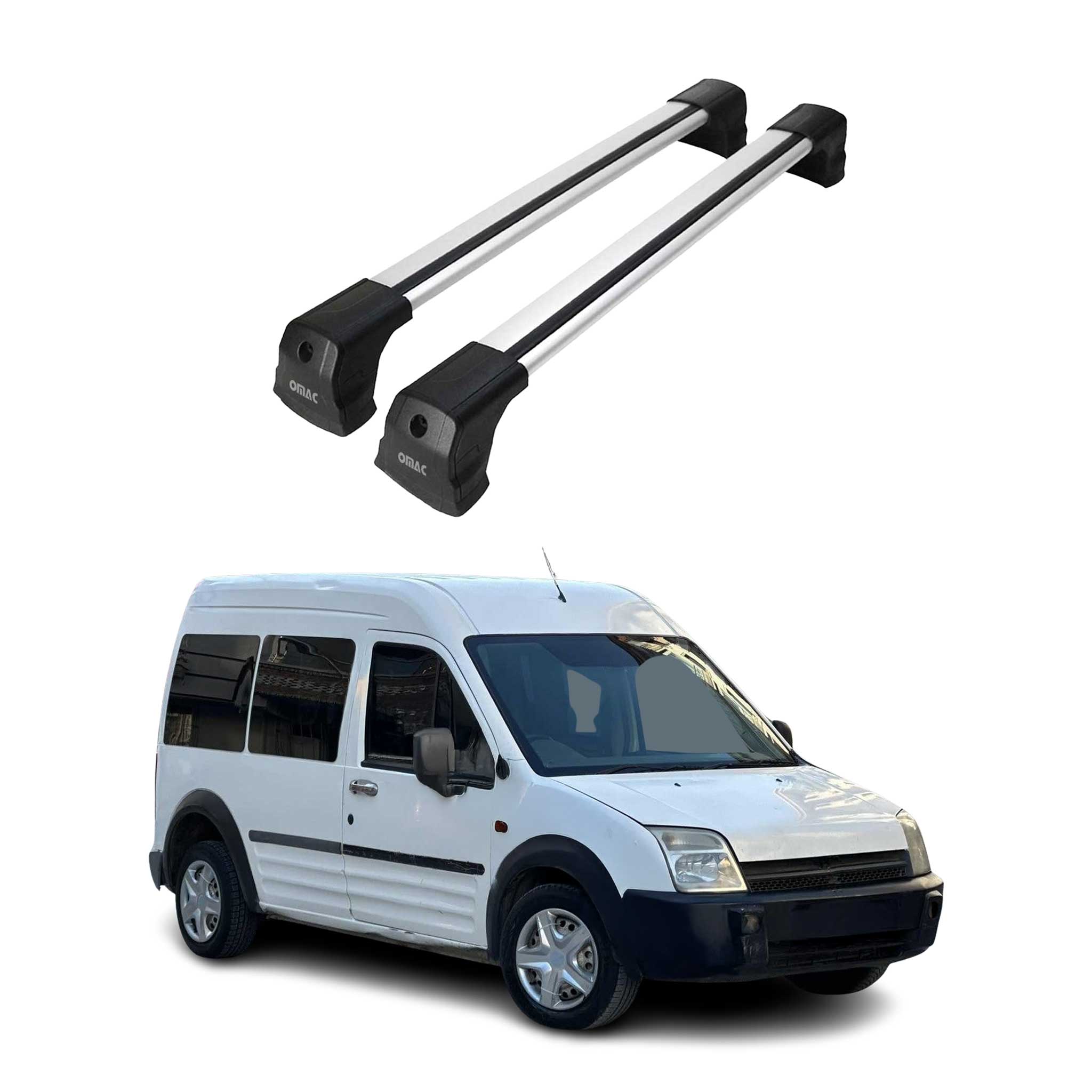 2010-2013 Ford Transit Connect Fix Points Roof Racks Cross Bar Alu Gray 2x