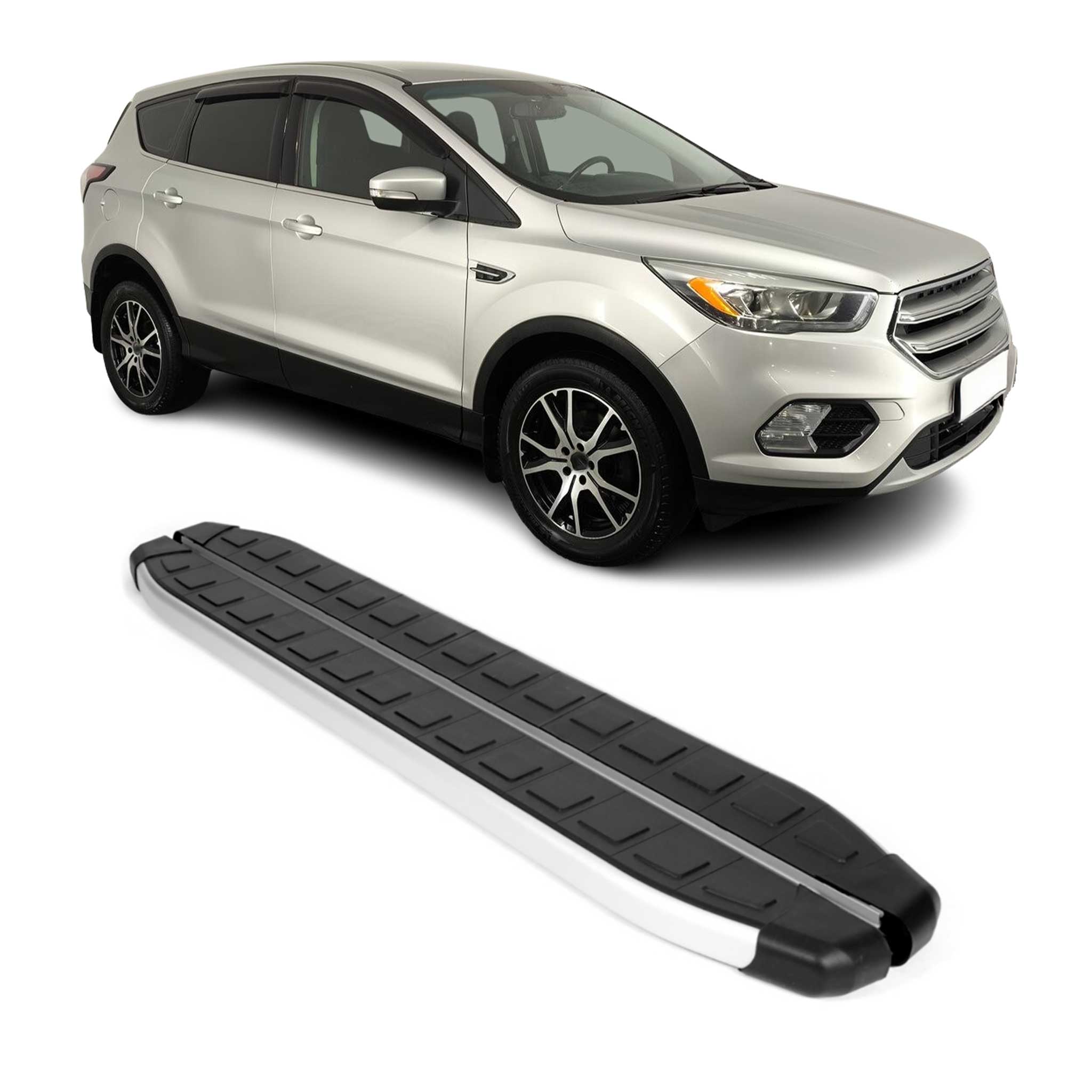 2013-2019 Ford Escape Running Boards Side Steps Silver & Black