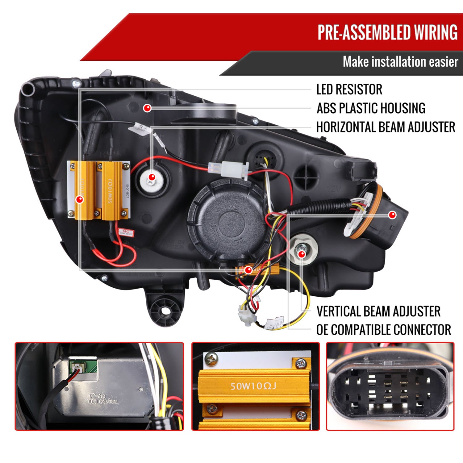 2015-2018 Mercedes-Benz C-Class W205 Full LED Headlights Signal Black