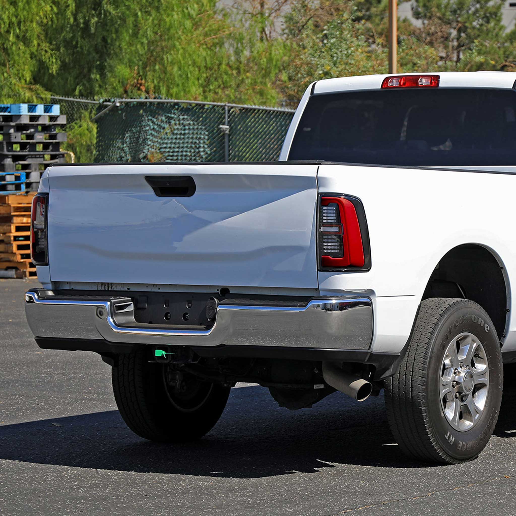For Dodge RAM 2500/3500 2019-2024 Red LED Bar Sequential Signal Tail Lights Black Housing Clear Lens