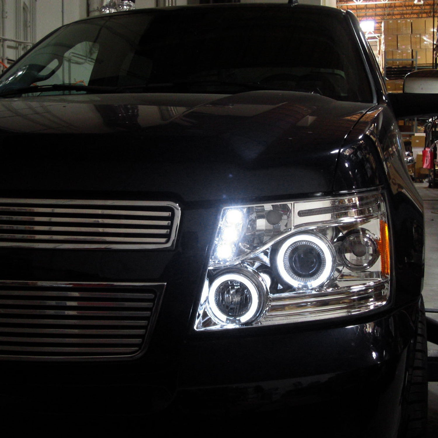 2007-2013 Chevy Avalanche/ 07-2014 Tahoe Suburban Dual Halo Headlights Chrome