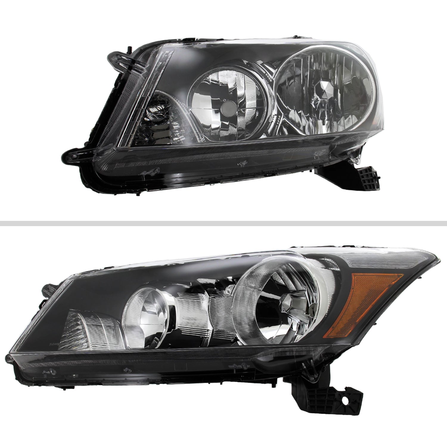 2008-2012 Honda Accord Sedan Factory Crystal Headlights Amber Reflector Black