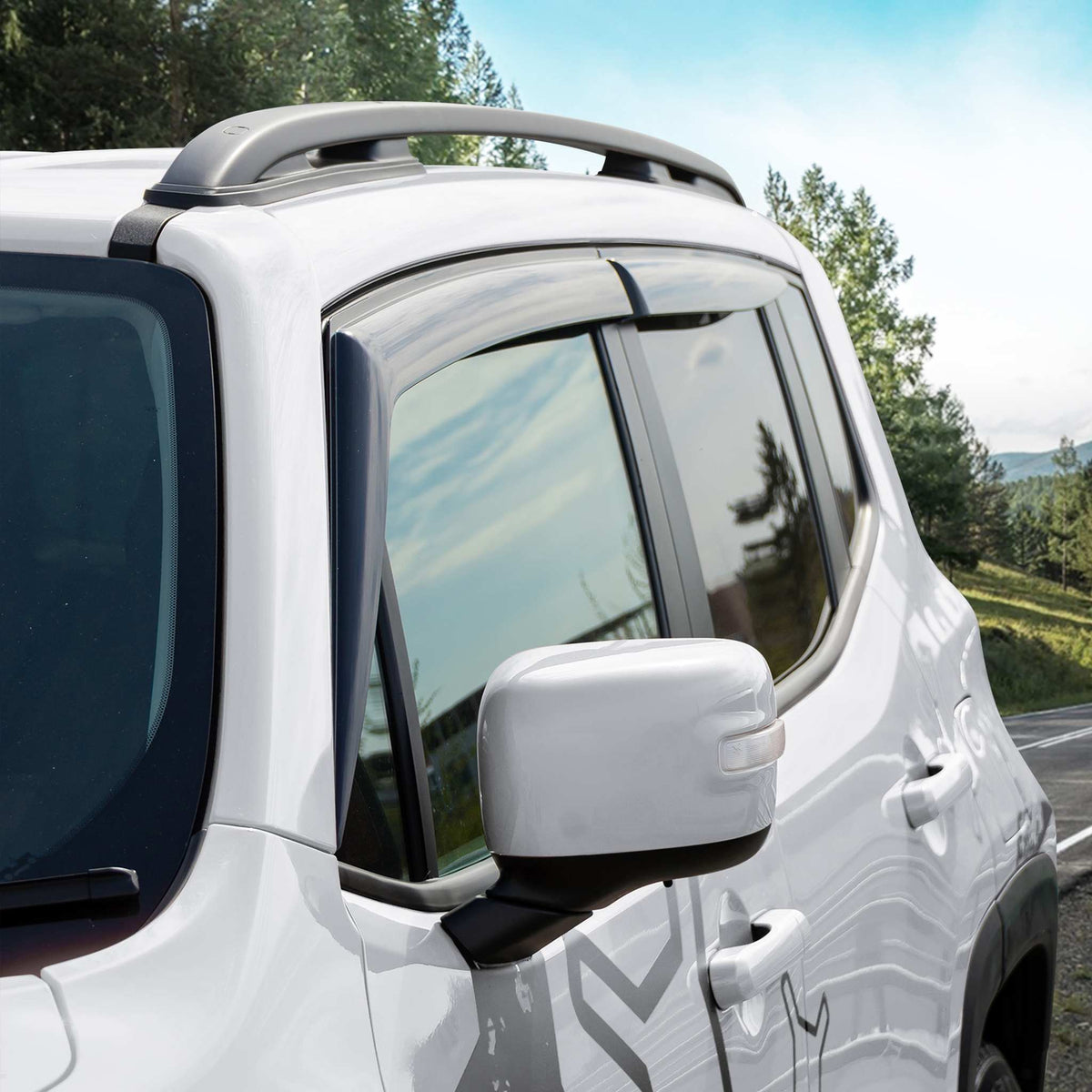 Clim Art Wind Deflectors for Jeep Renegade 2015-2023 Tape-On Dark Smoke 4Pcs