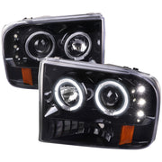 1999-2004 Ford F-250/350/450/550 Dual Halo Headlights Black