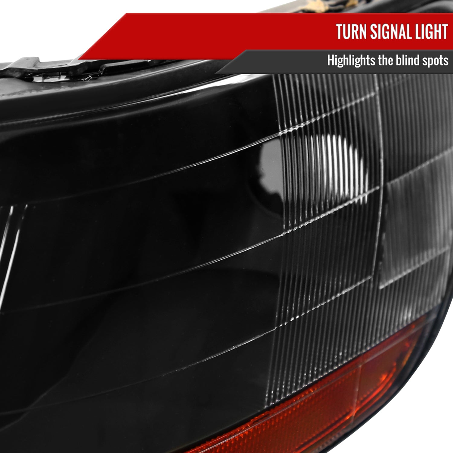 1998-2002 Honda Accord Factory Crystal Headlights Amber Reflector Matt Black