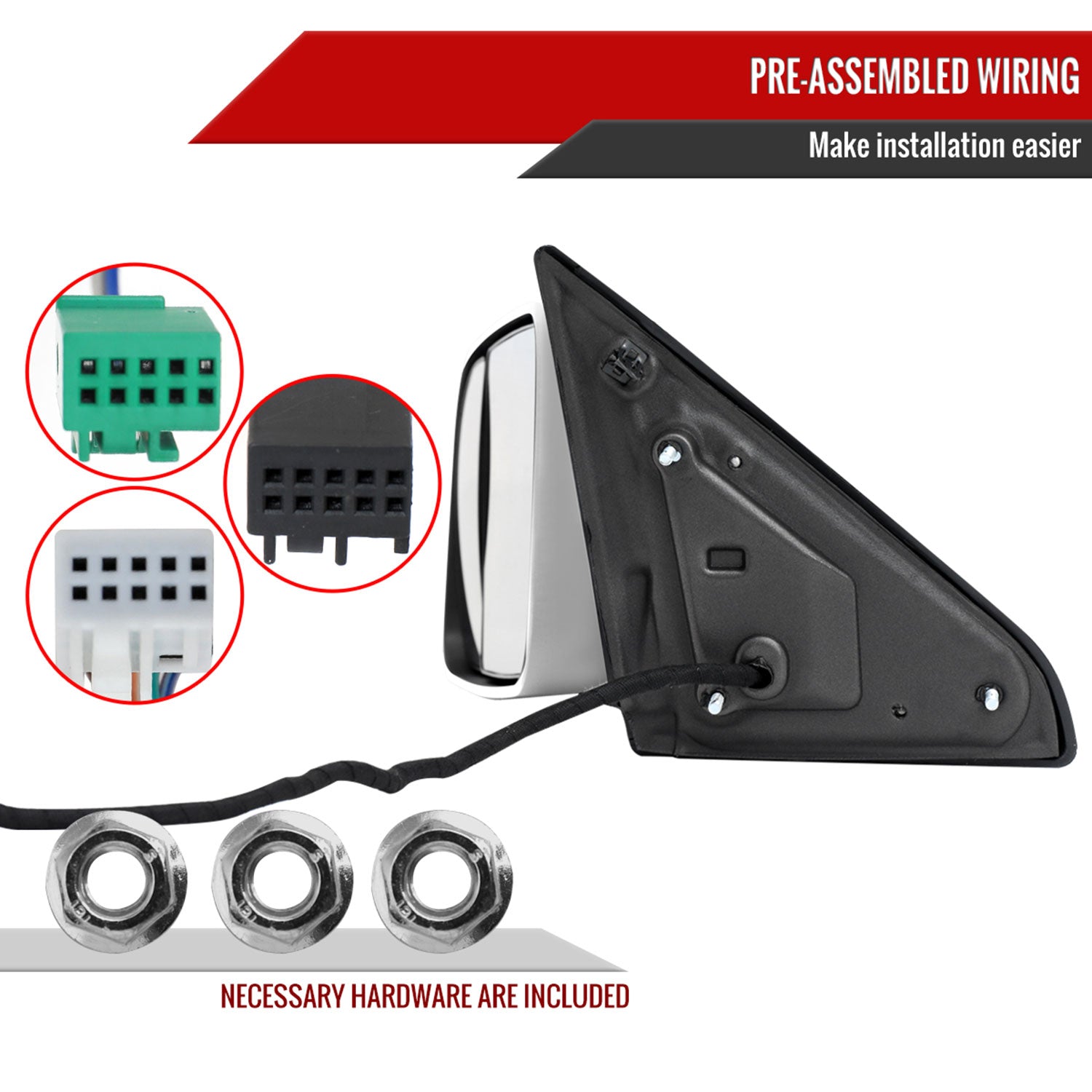 2019-2022 Ram 2500 3500 Chrome Auto-Fold Side Mirror Driver Side