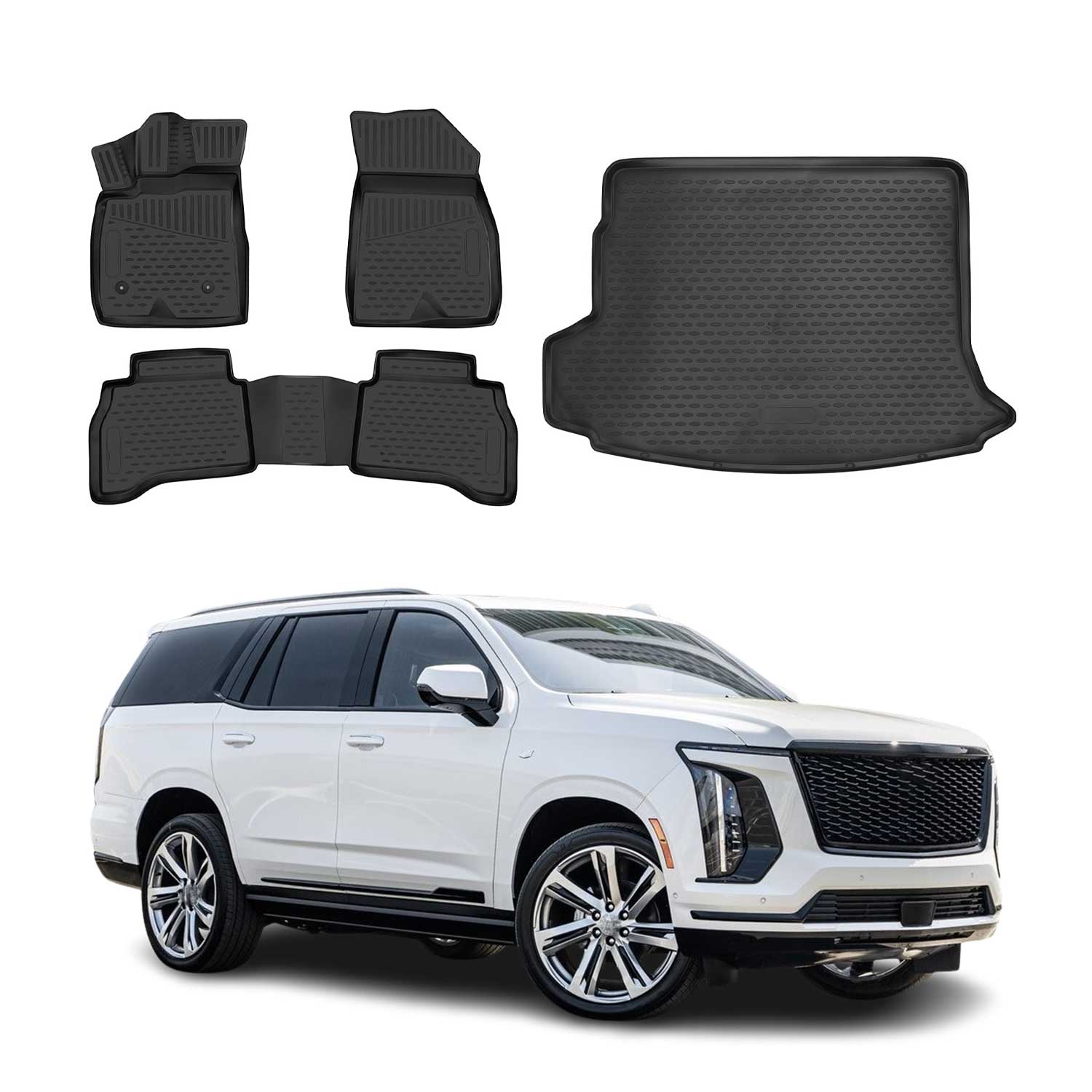 2021-2025 Cadillac Escalade ESV Floor Mats & Cargo Liner Full Set Black