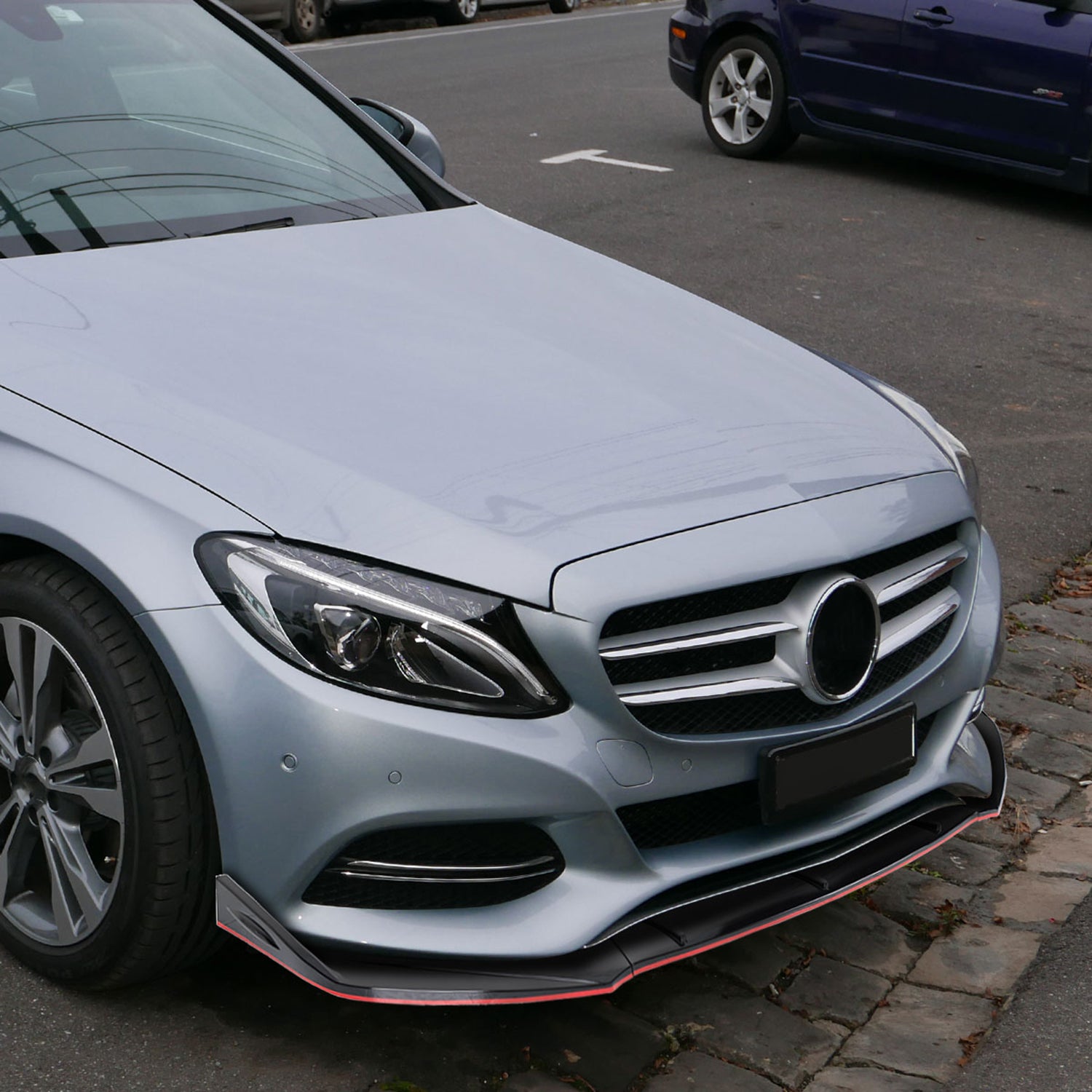 Universal Glossy Black/Red Trim Polypropylene 3Pcs Bumper Lip Spoiler Set