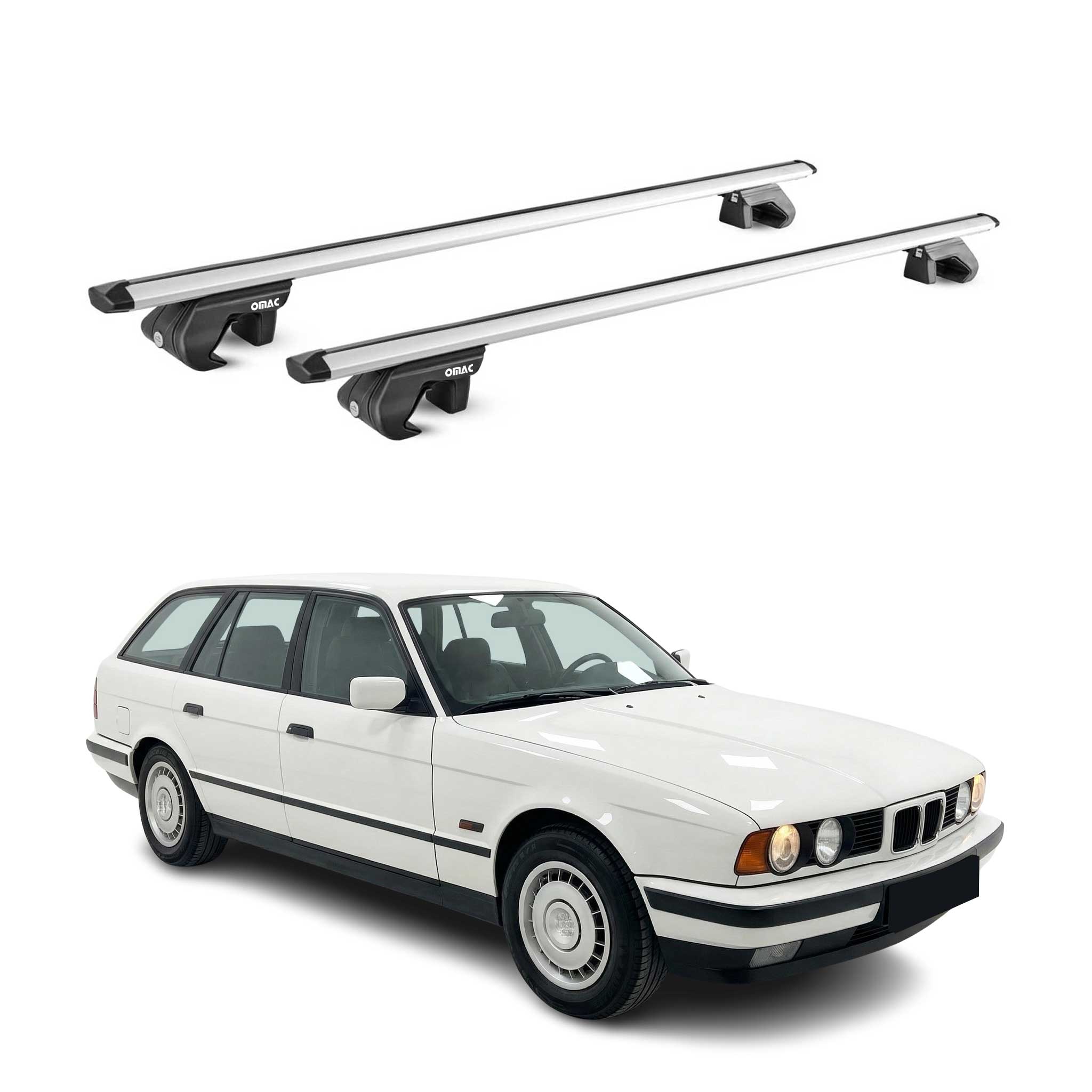 1989-1995 BMW 5 Series E34 Wagon Roof Rack Cross Bars Silver