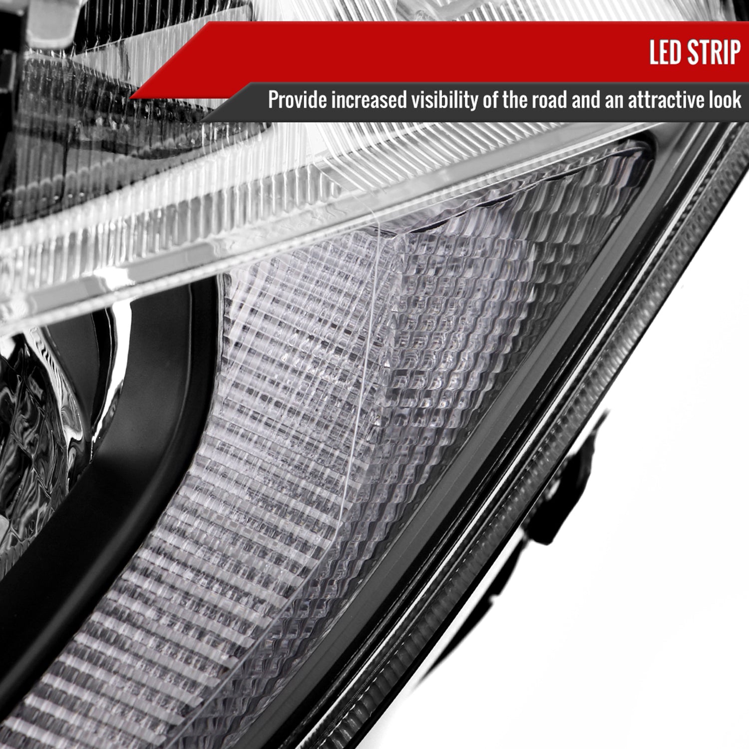2016-2021 Honda Civic LED Strip Factory Projector Headlights Matt Black/Clear