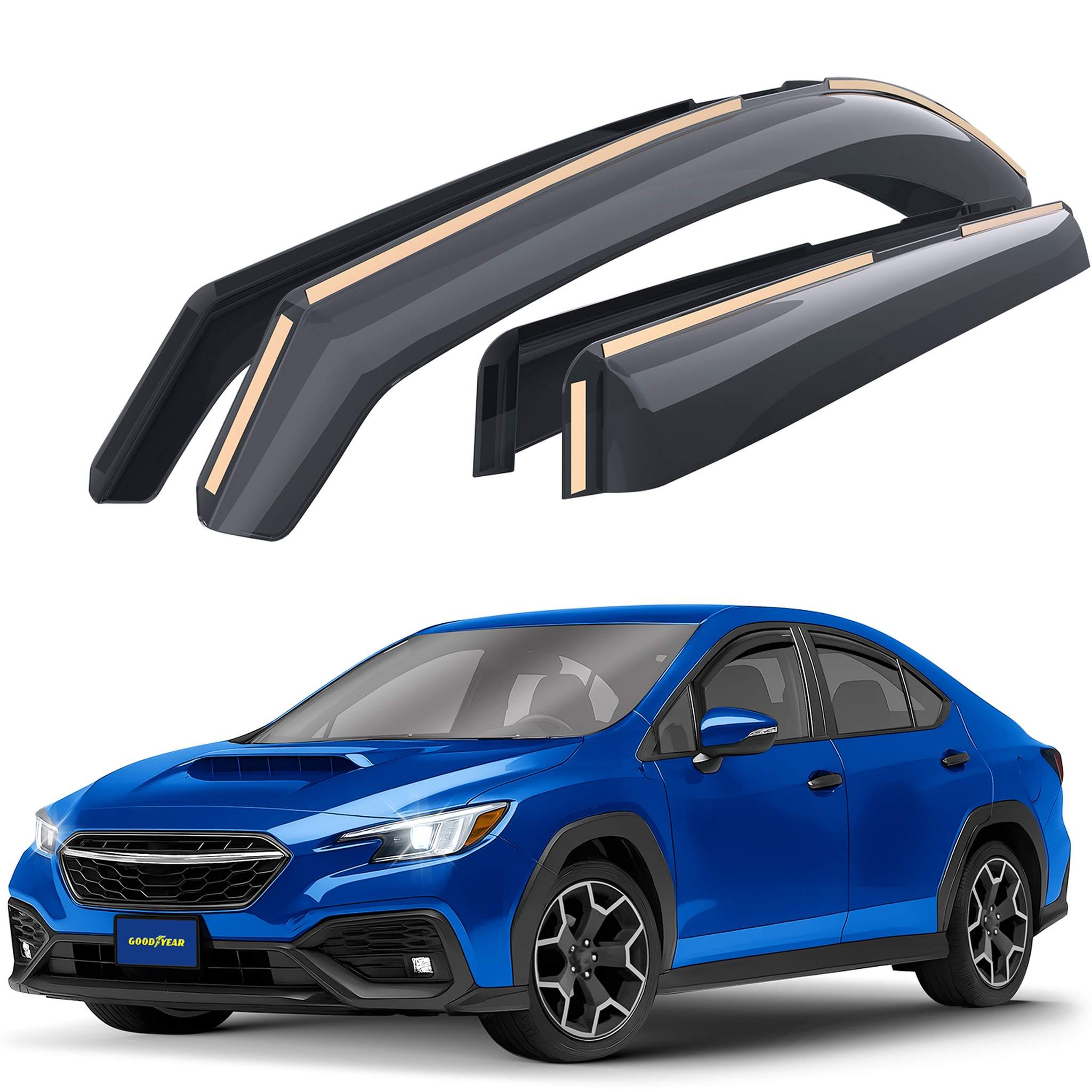 Goodyear Wind Deflectors for Subaru WRX 2022-2026 In-channel Premium Smoke 4Pcs