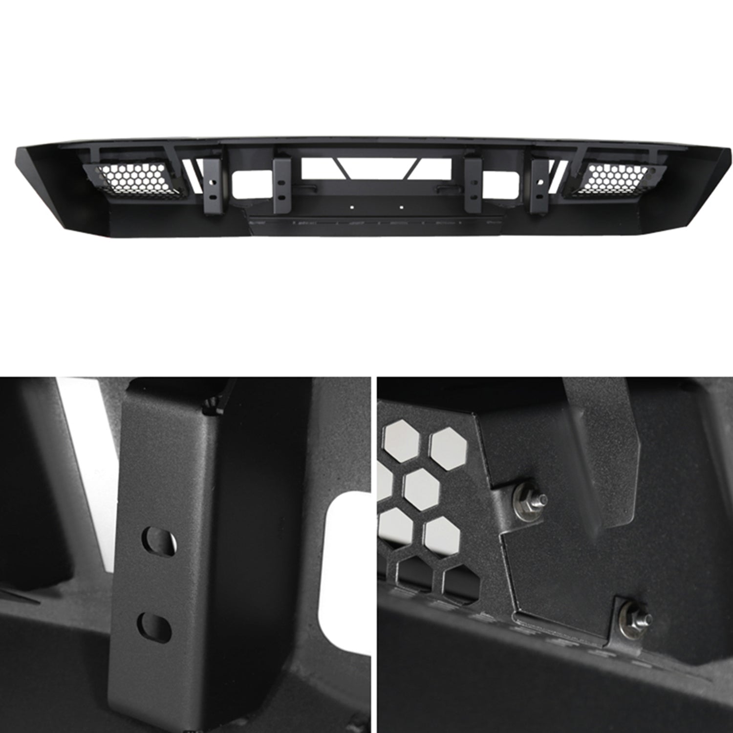 2017-2021 Ford F-250/F-350 Black Heavy Duty Steel Front Bumper LED Light Ports