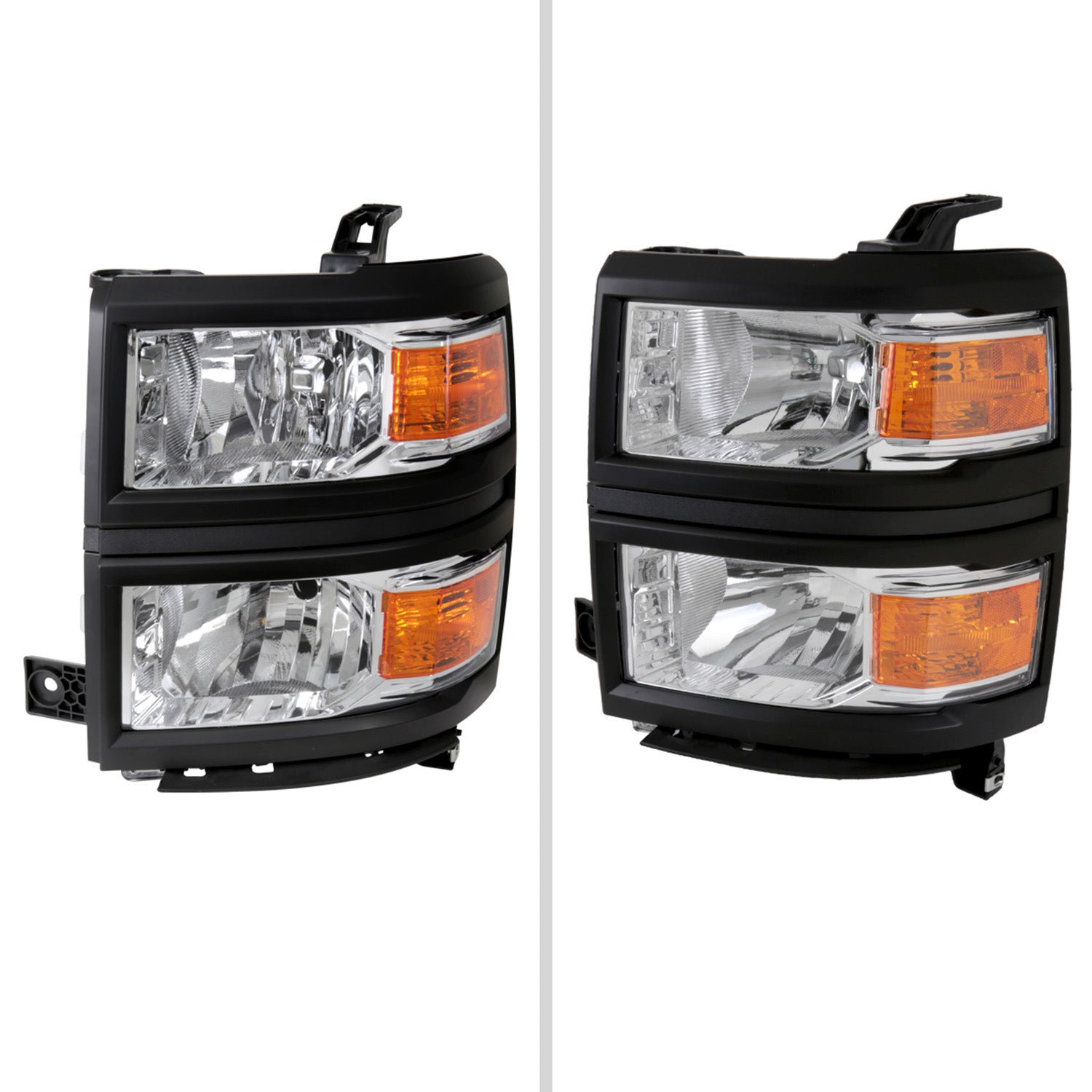 2014-2015 Chevy Silverado 1500 Factory Style V2 Headlights Chrome/Clear Lens