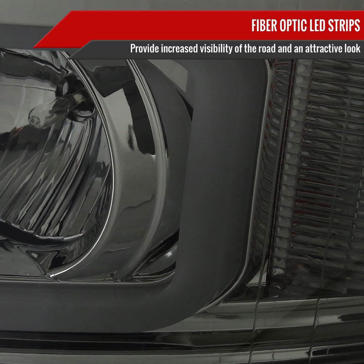 2007-2013 Chevy Silverado 1500 2500HD 3500HD Dual LED C-Bar Headlights Smoke